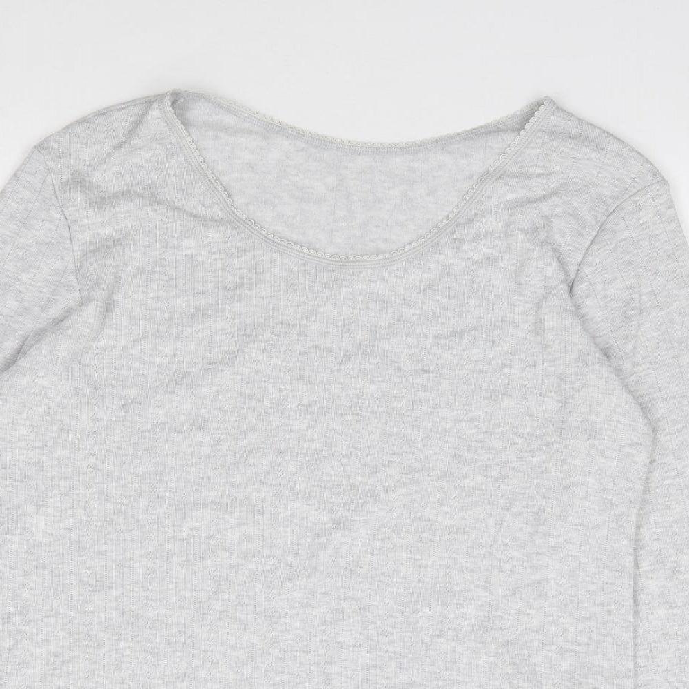 Marks and Spencer Womens Grey Floral Polyester Jersey T-Shirt Size 20 Round Neck