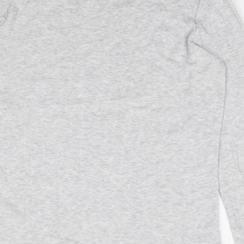 Marks and Spencer Womens Grey Floral Polyester Jersey T-Shirt Size 20 Round Neck