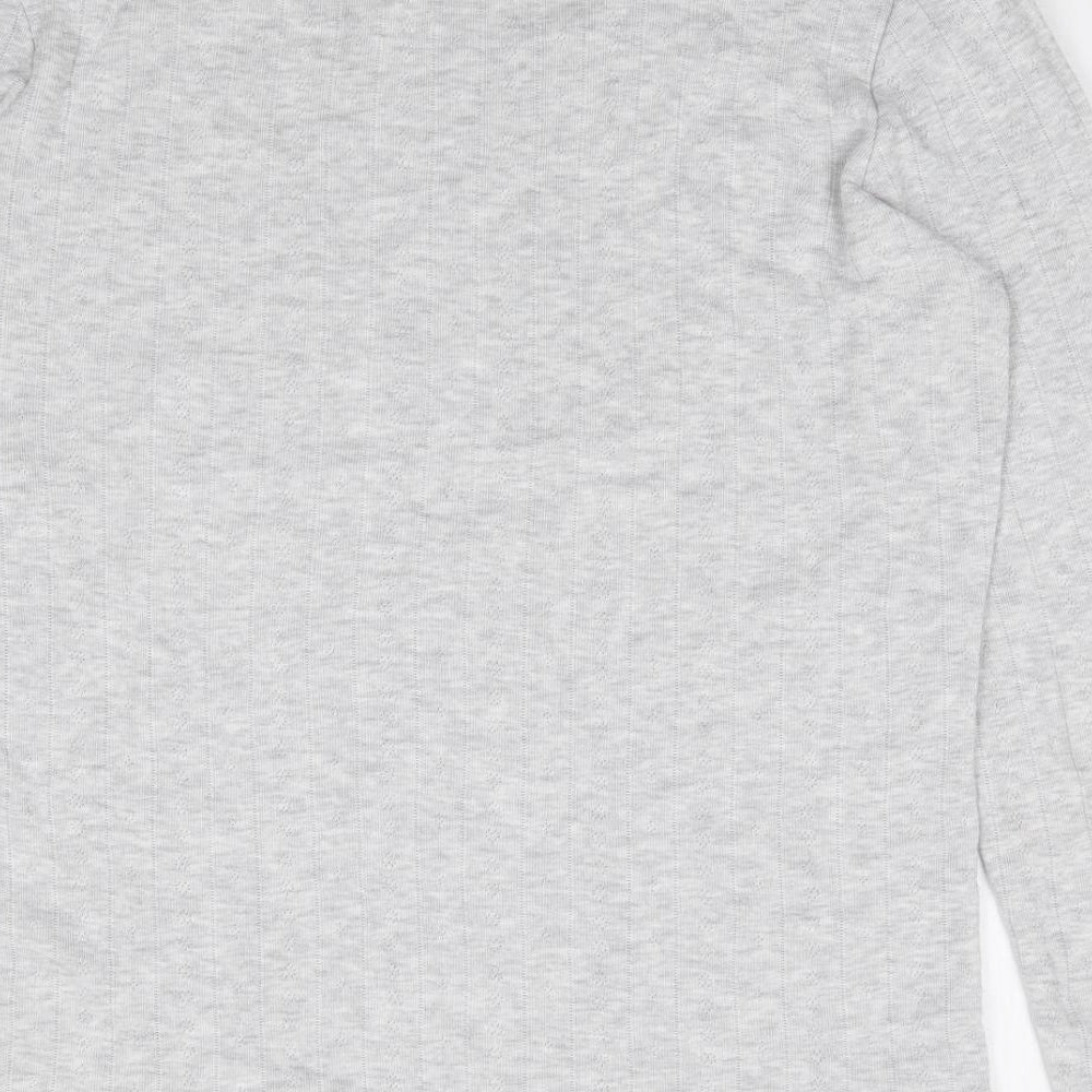 Marks and Spencer Womens Grey Floral Polyester Jersey T-Shirt Size 20 Round Neck