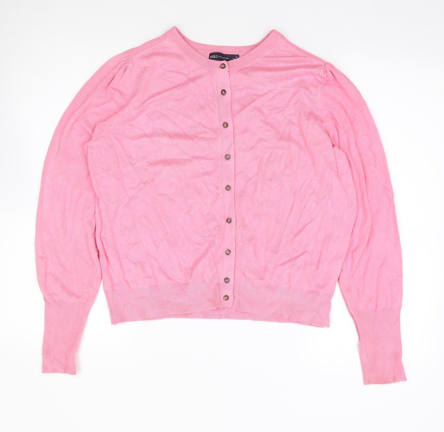 Marks and Spencer Womens Pink Crew Neck  Viscose Cardigan Jumper Size 16