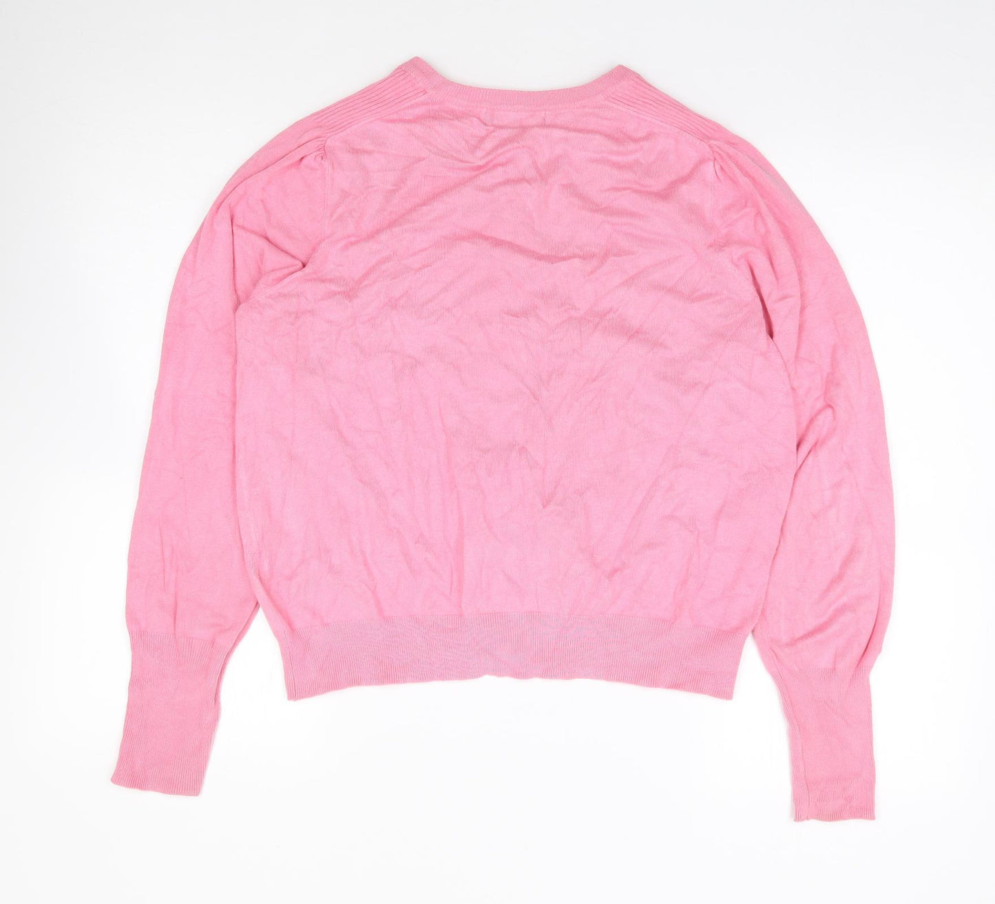 Marks and Spencer Womens Pink Crew Neck  Viscose Cardigan Jumper Size 16