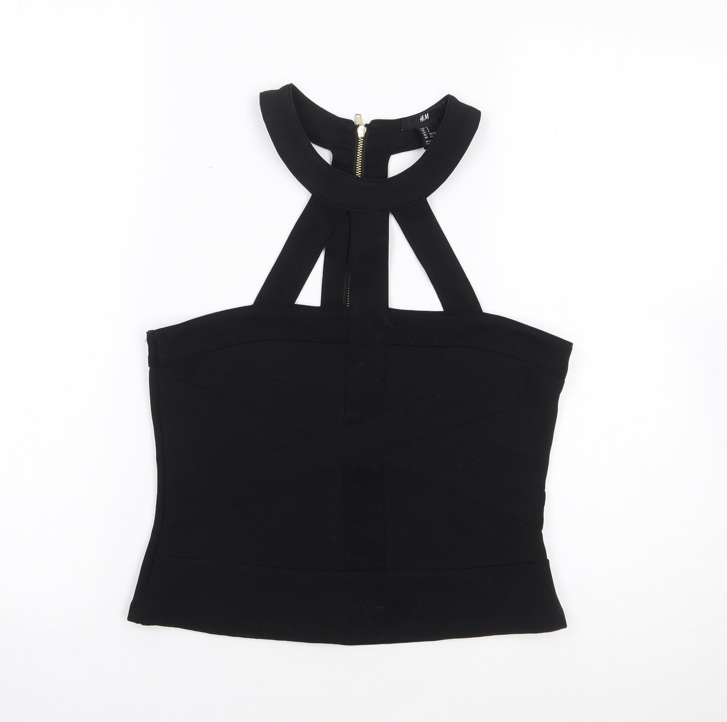 H&m  Womens Black  Polyester Camisole Tank Size S Crew Neck