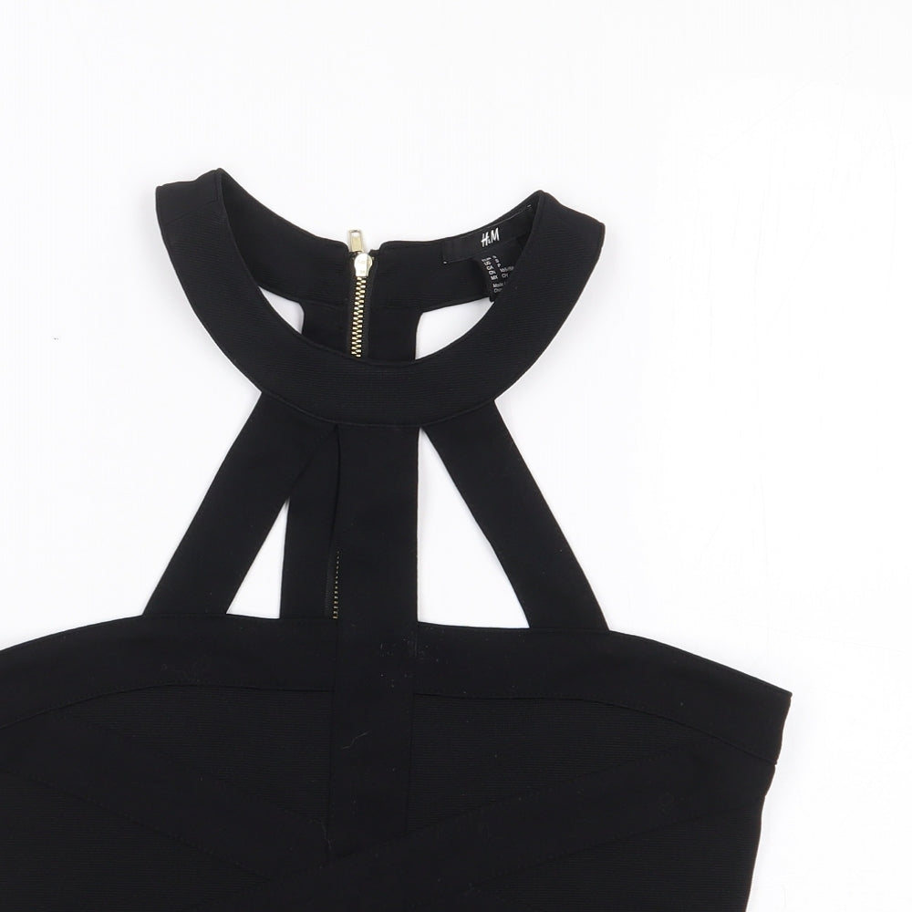 H&m  Womens Black  Polyester Camisole Tank Size S Crew Neck