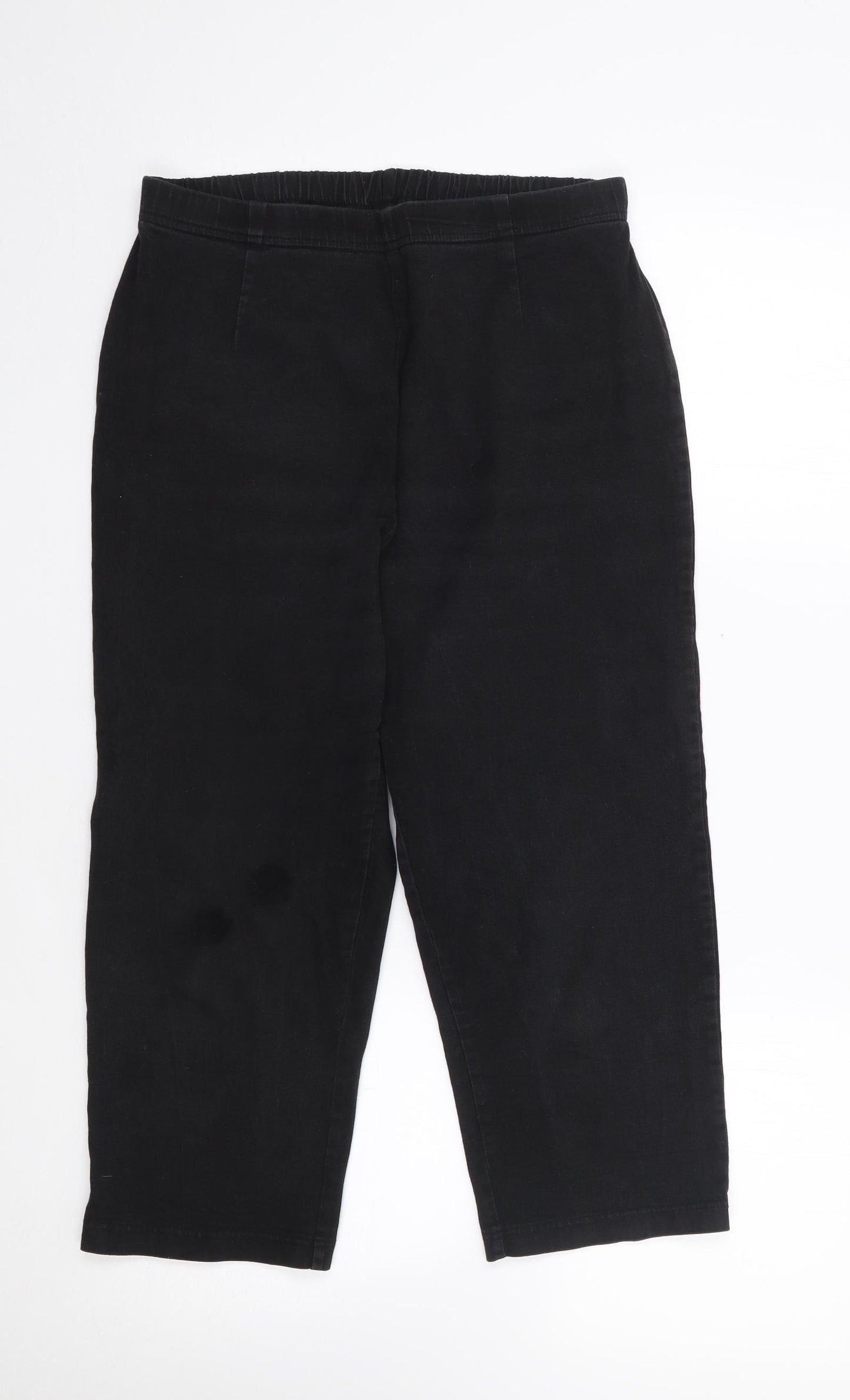 BHS Womens Black  Cotton Cropped Jeans Size 14 L21.5 in Regular