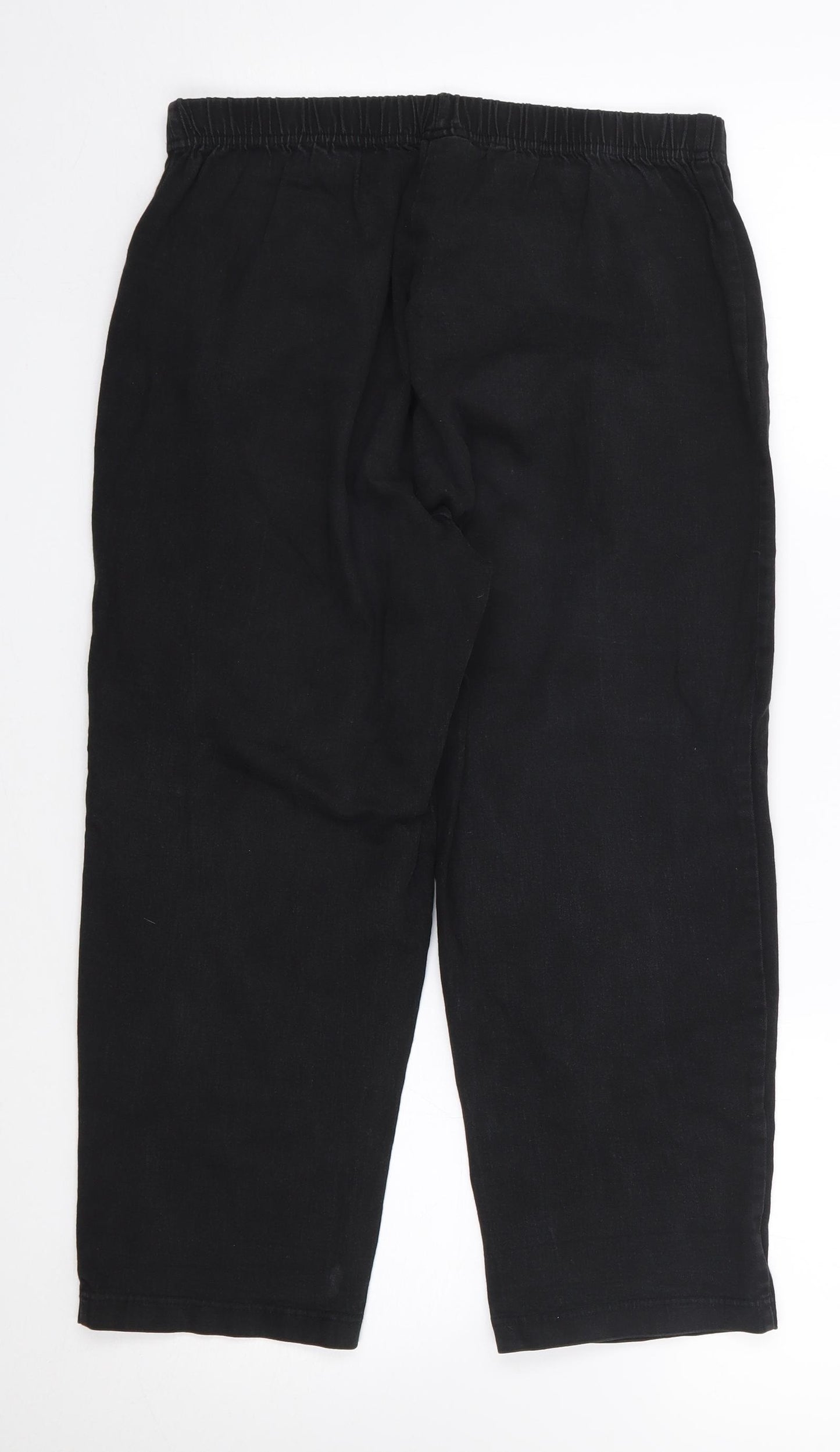 BHS Womens Black  Cotton Cropped Jeans Size 14 L21.5 in Regular