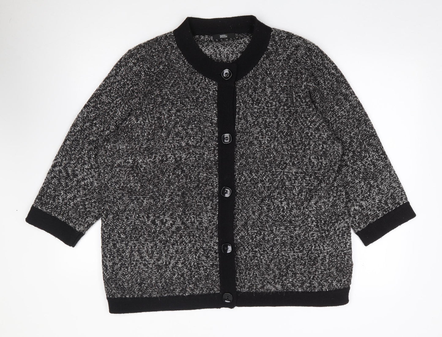 Marks and Spencer Womens Grey Crew Neck  Acrylic Cardigan Jumper Size 20