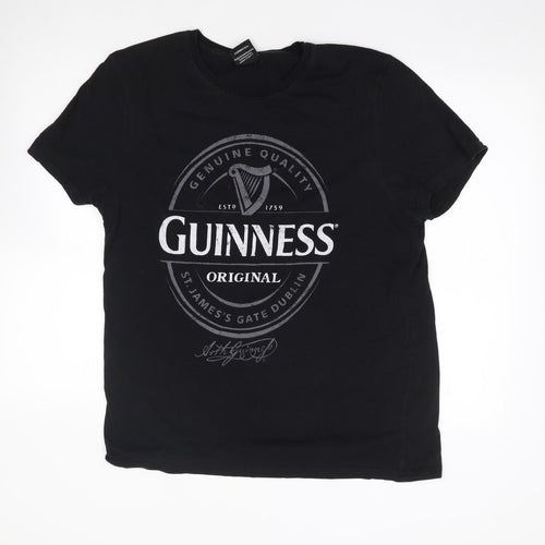 Primark Mens Black  Cotton  T-Shirt Size XL Crew Neck  - Guiness