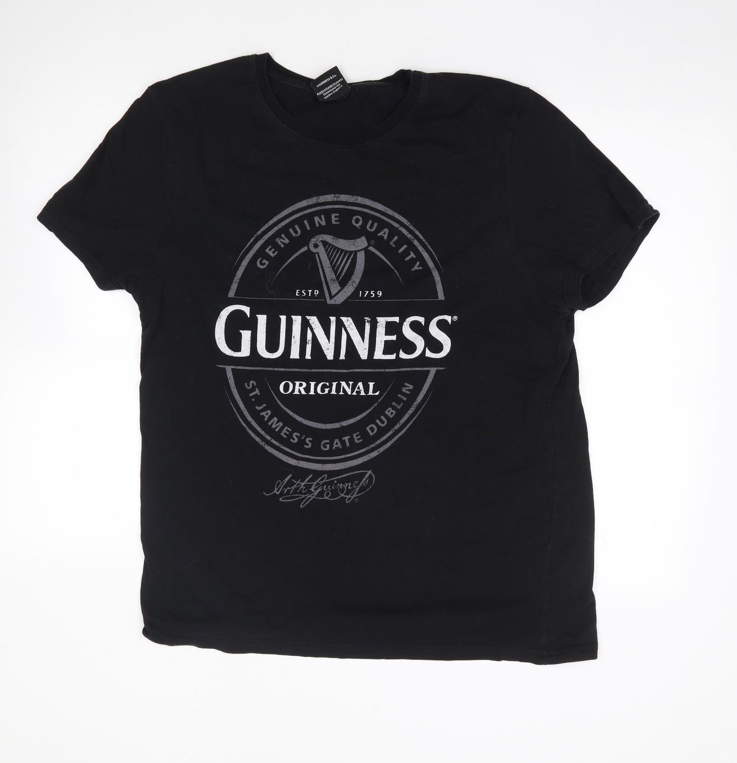 Primark Mens Black  Cotton  T-Shirt Size XL Crew Neck  - Guiness