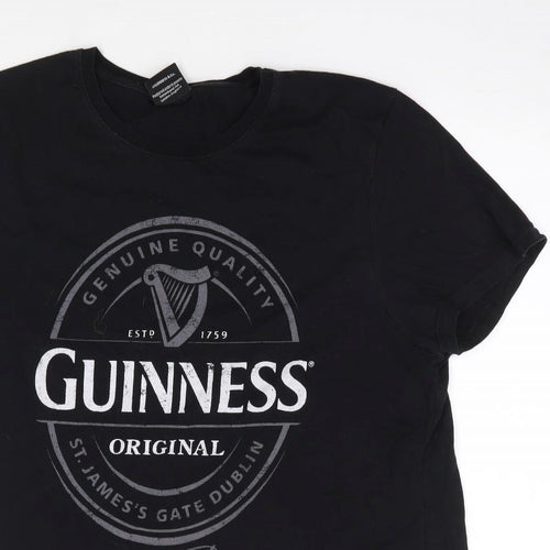 Primark Mens Black  Cotton  T-Shirt Size XL Crew Neck  - Guiness