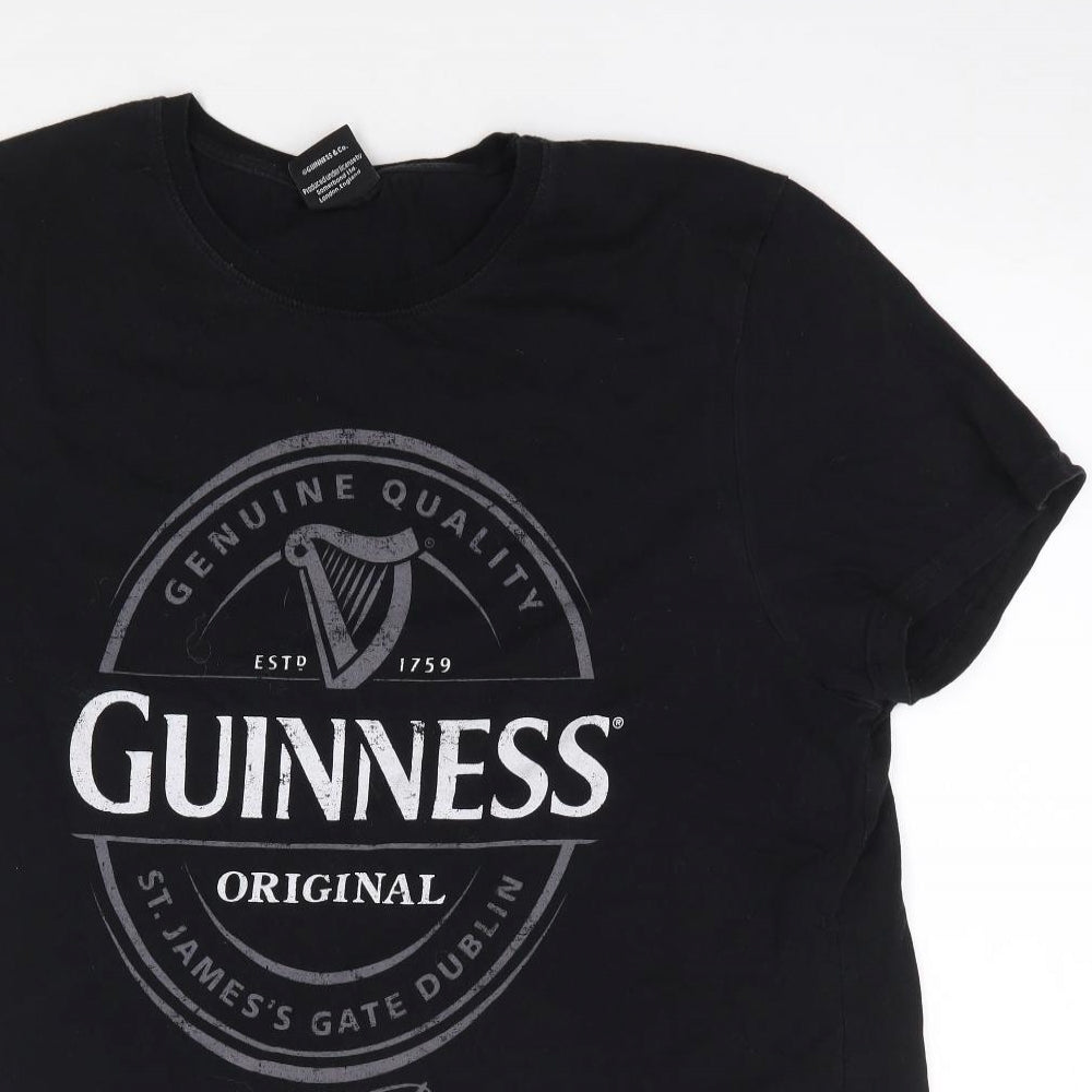 Primark Mens Black  Cotton  T-Shirt Size XL Crew Neck  - Guiness