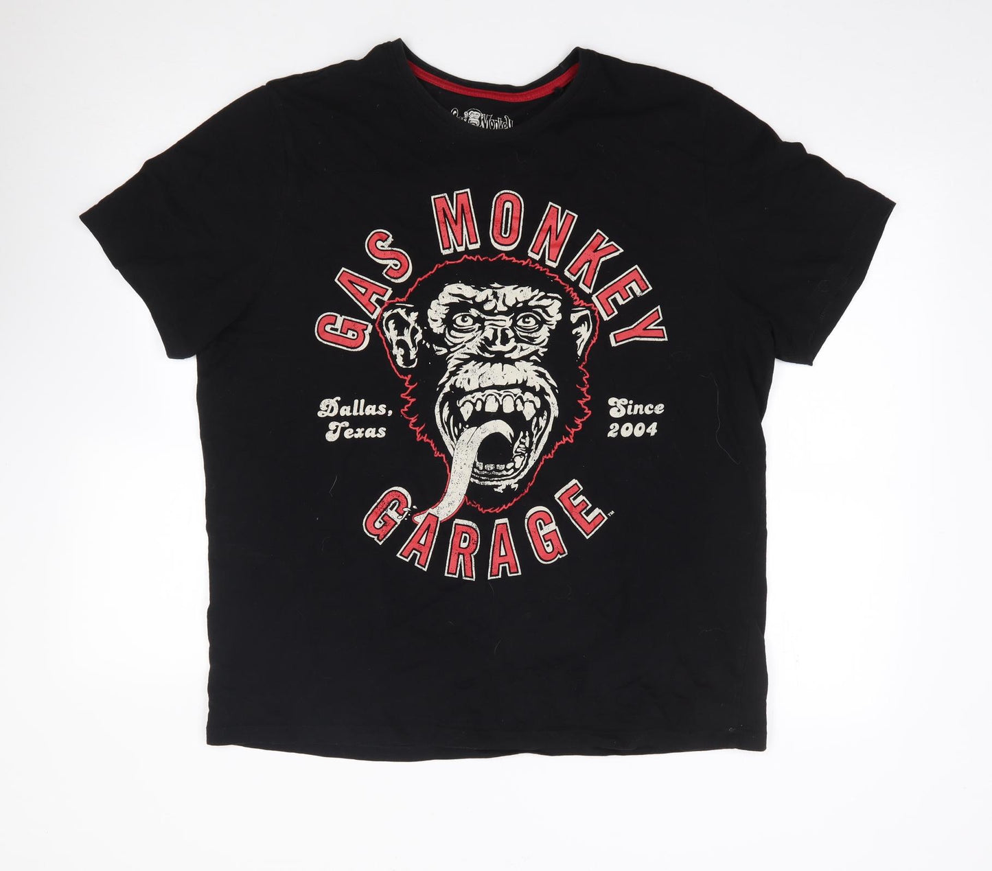 Matalan Mens Black  Cotton  T-Shirt Size XL Crew Neck  - Gas Monkey