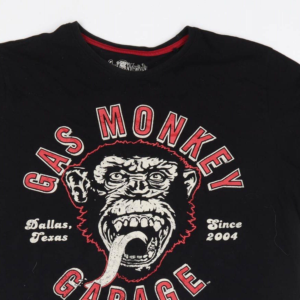 Matalan Mens Black  Cotton  T-Shirt Size XL Crew Neck  - Gas Monkey