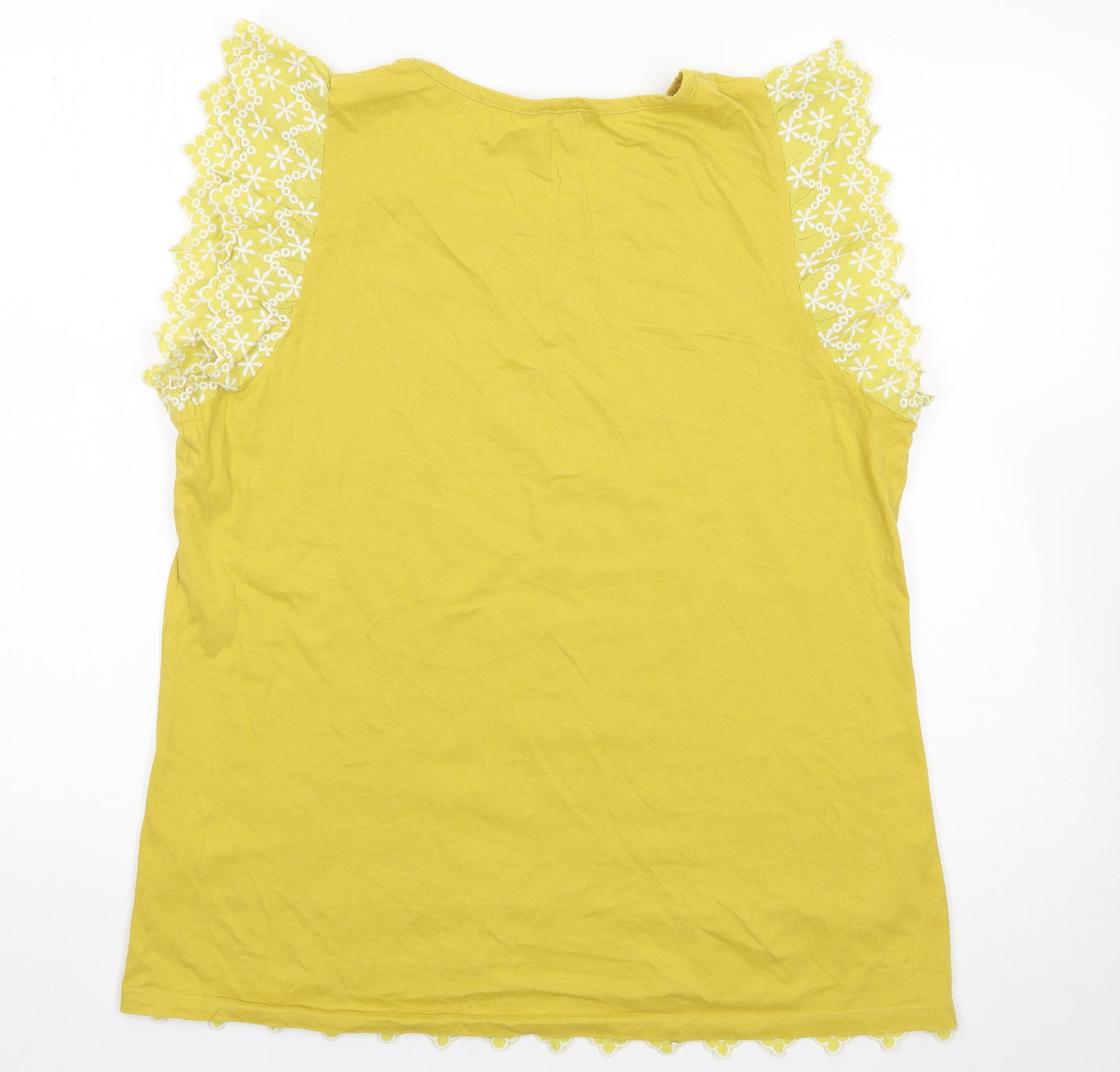 Papaya Womens Yellow  100% Cotton Jersey Tank Size 16 Round Neck