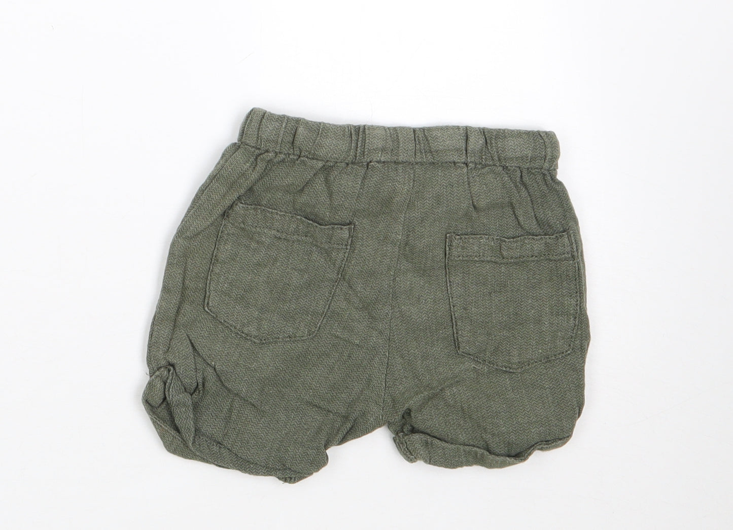 NEXT Boys Green  Linen Cropped Trousers Size 9-12 Months  Drawstring