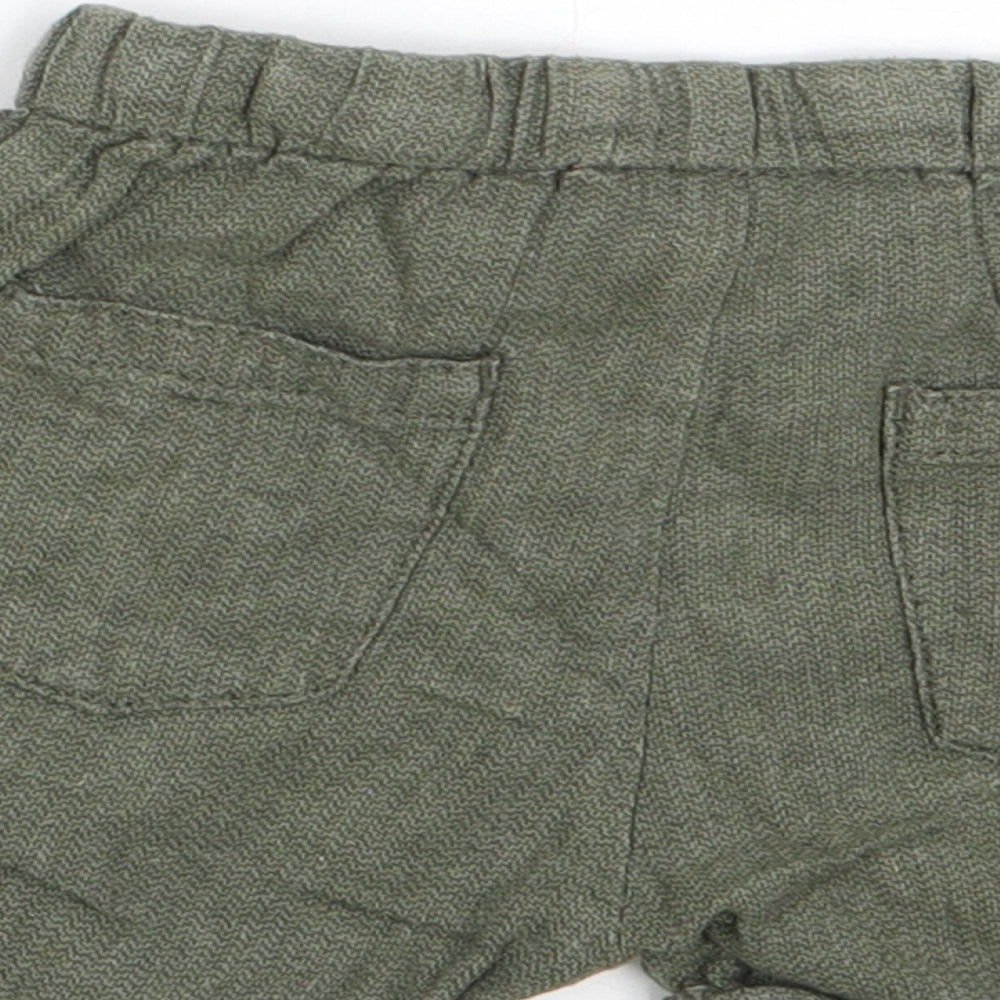 NEXT Boys Green  Linen Cropped Trousers Size 9-12 Months  Drawstring