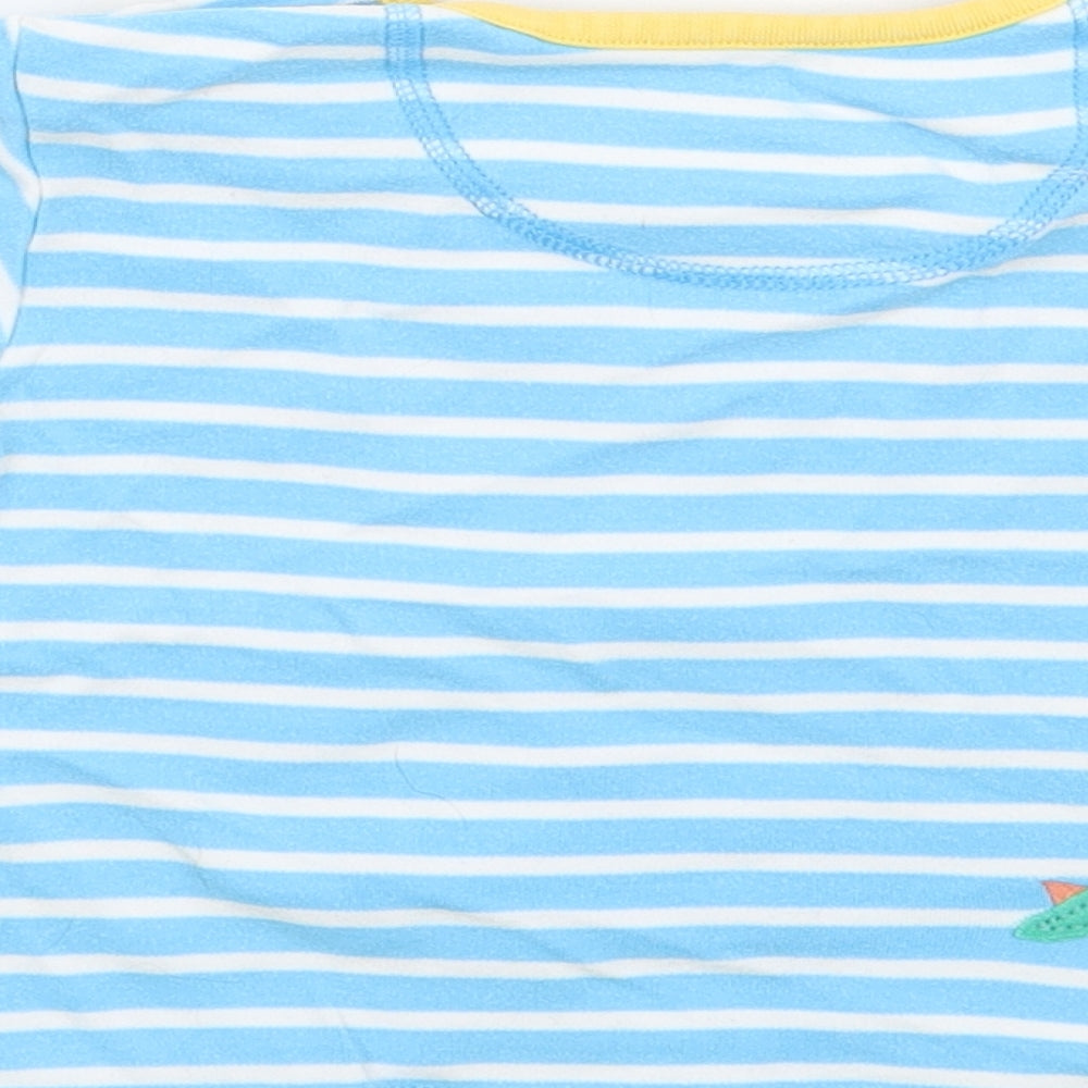 Frugi Boys Blue Striped Cotton Jersey T-Shirt Size 6-9 Months Crew Neck Pullover - Dinosaur