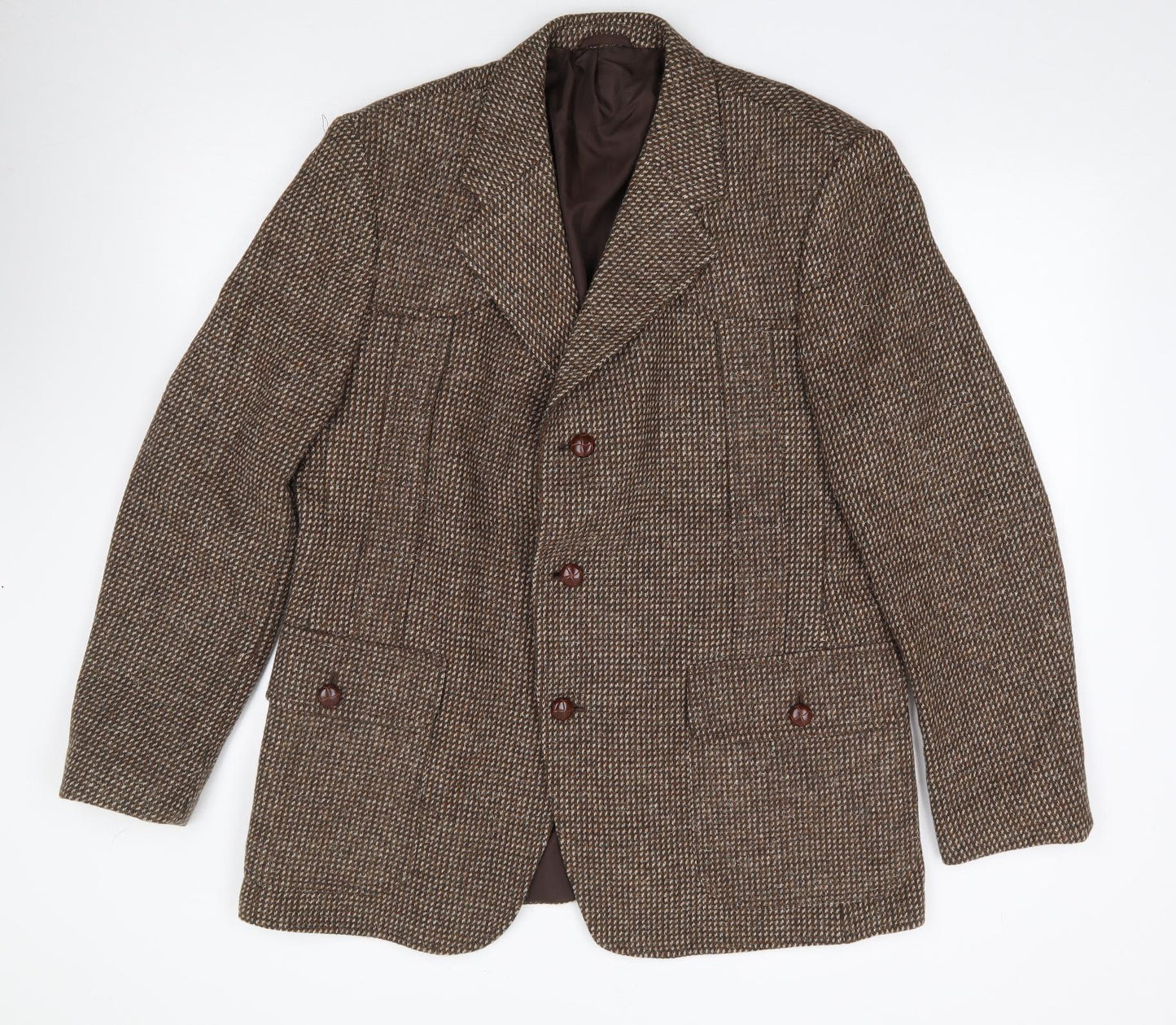 St Micheal Mens Brown Check Wool Jacket Suit Jacket Size M