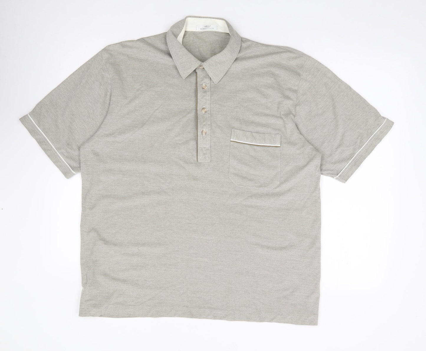 Marks and Spencer Mens Grey  Cotton  Polo Size 42 Collared Pullover