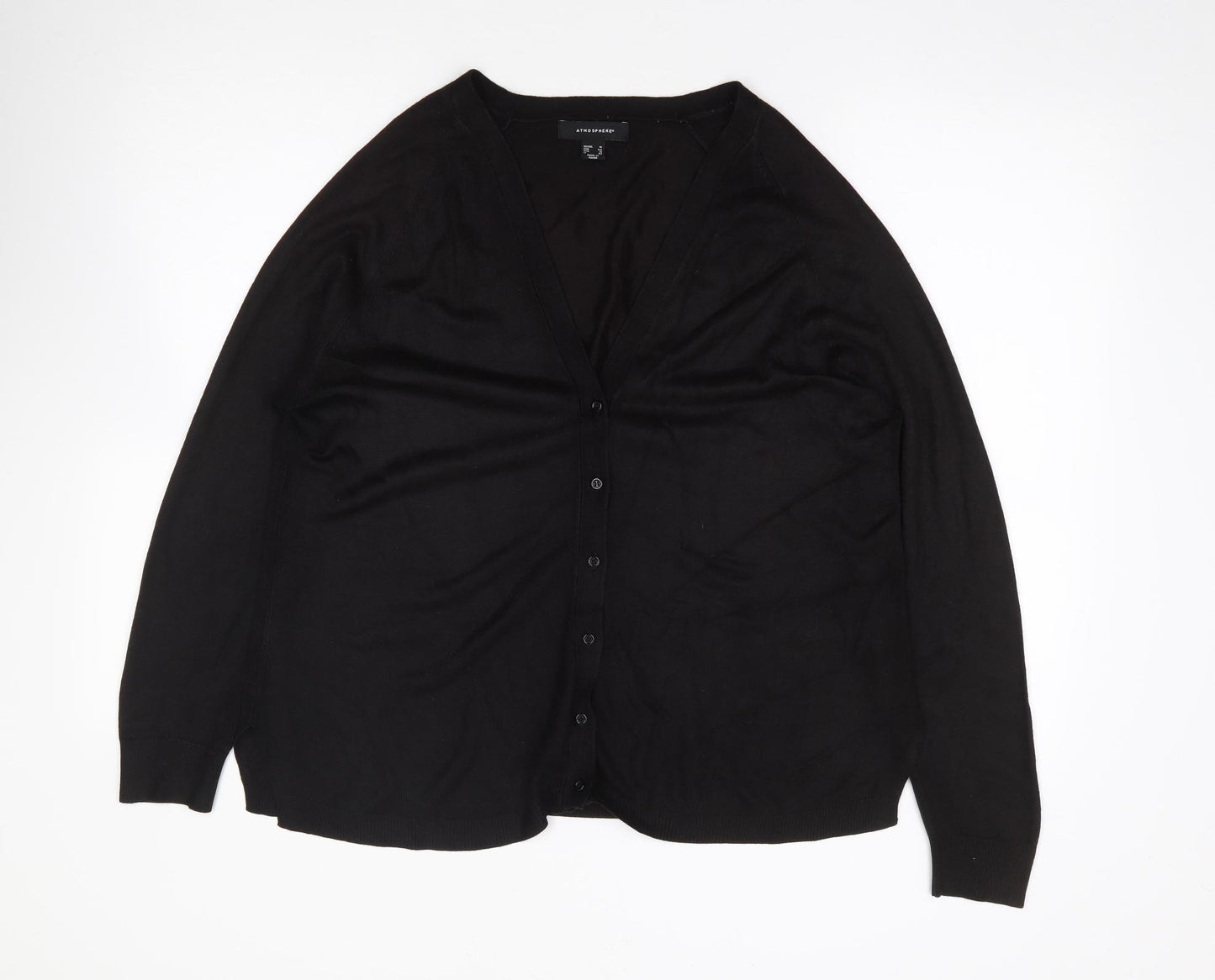 Primark Womens Black V-Neck  Acrylic Cardigan Jumper Size 16