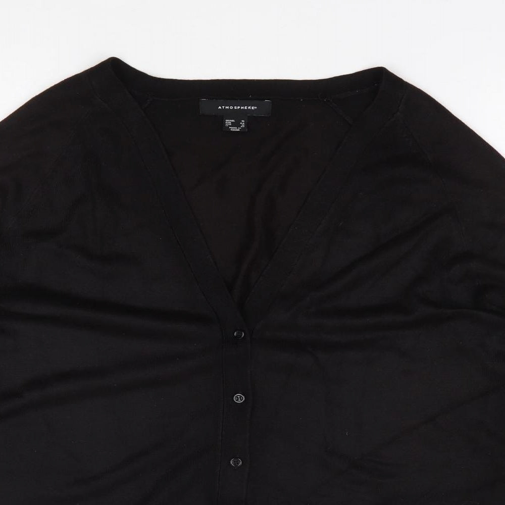 Primark Womens Black V-Neck  Acrylic Cardigan Jumper Size 16