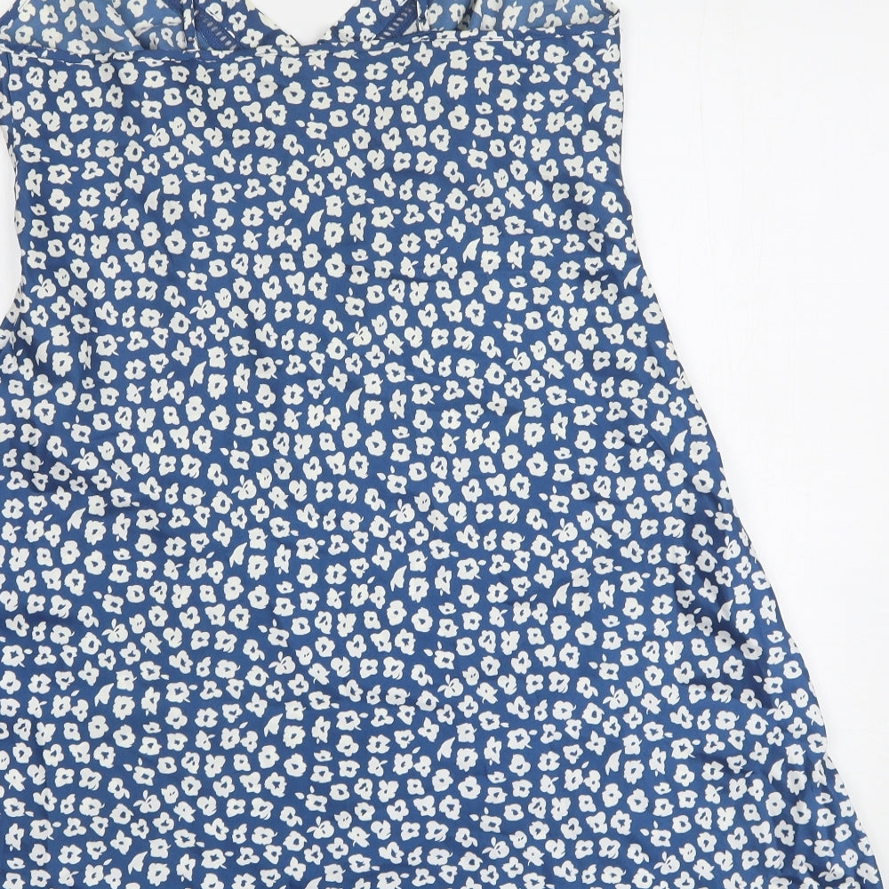 Indigo Sky Womens Blue Floral Polyester Babydoll Dress Size 14