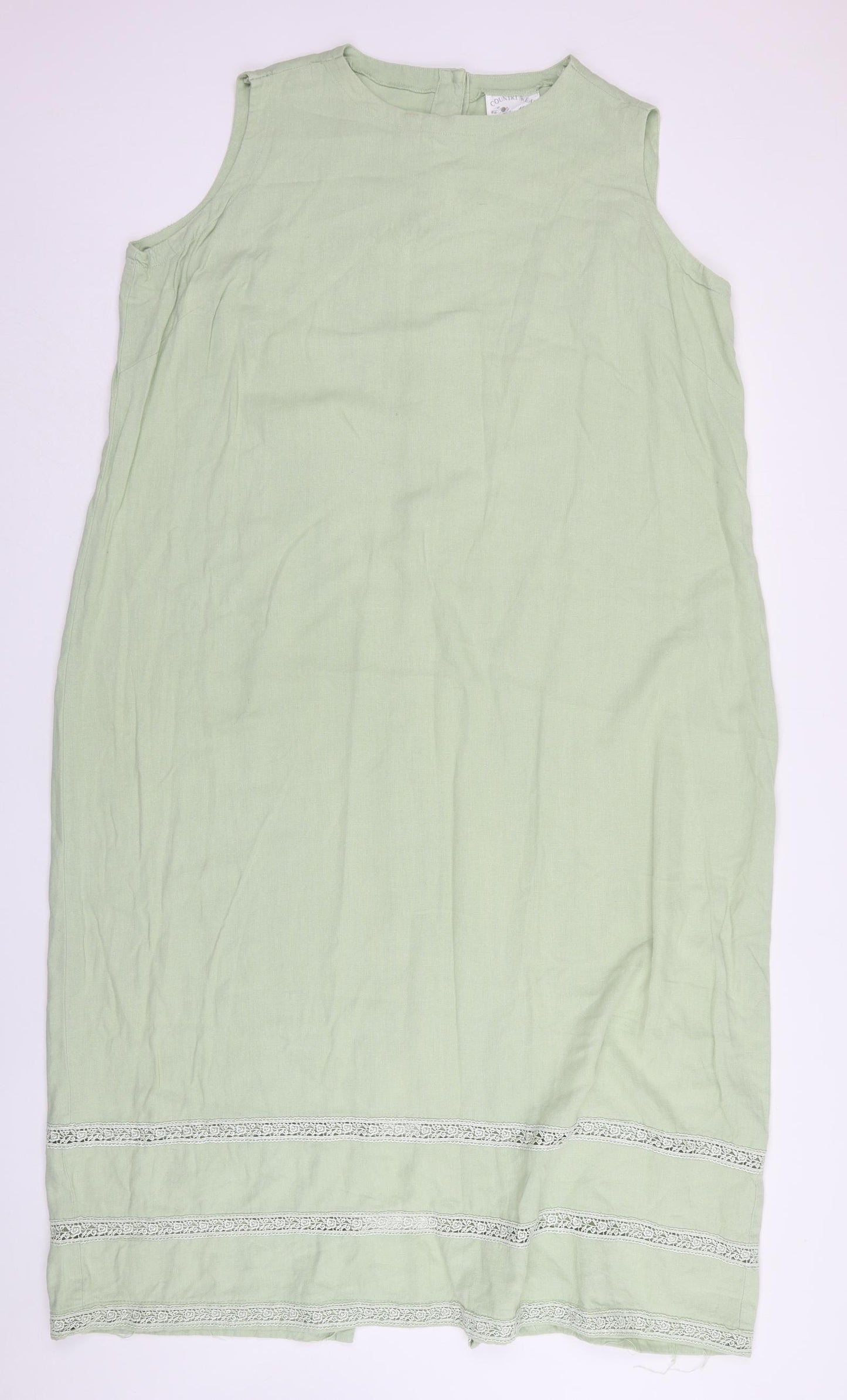 Countrywear Casuals  Womens Green  Linen A-Line  Size 2XL  Round Neck