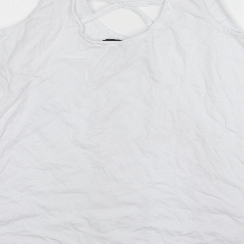 VAon  Womens White Animal Print Cotton Basic Tank Size 20 Round Neck - Giraffes