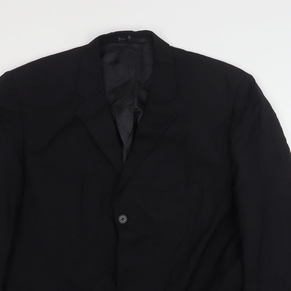 Pinstripe Mens Black  Wool Jacket Suit Jacket Size 46