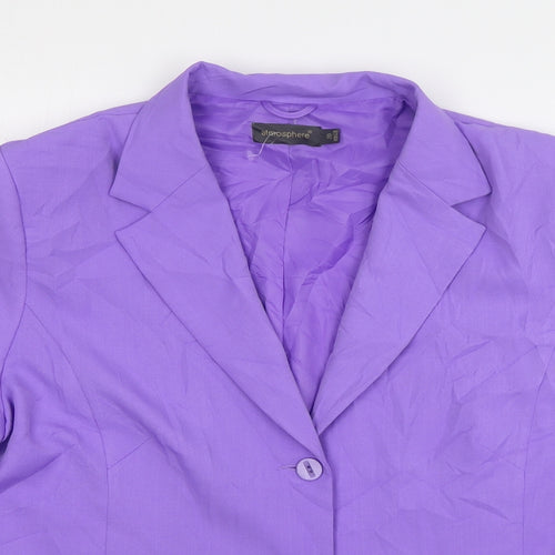 Atmosphere Womens Purple  Polyester Jacket Blazer Size 20