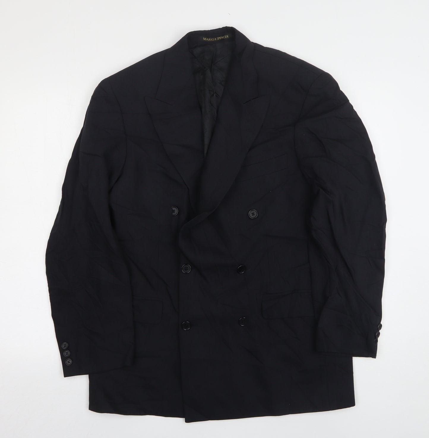 Marks and Spencer Mens Black  Wool Jacket Suit Jacket Size 38