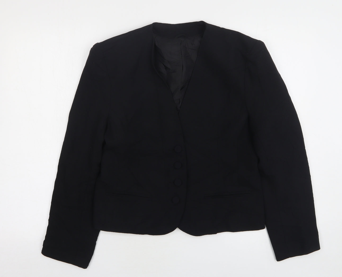 Features Womens Black  Polyester Jacket Blazer Size 12