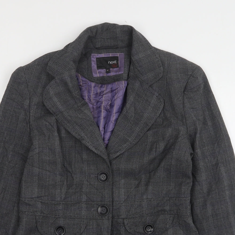 NEXT Womens Grey Check Polyester Jacket Suit Jacket Size 10