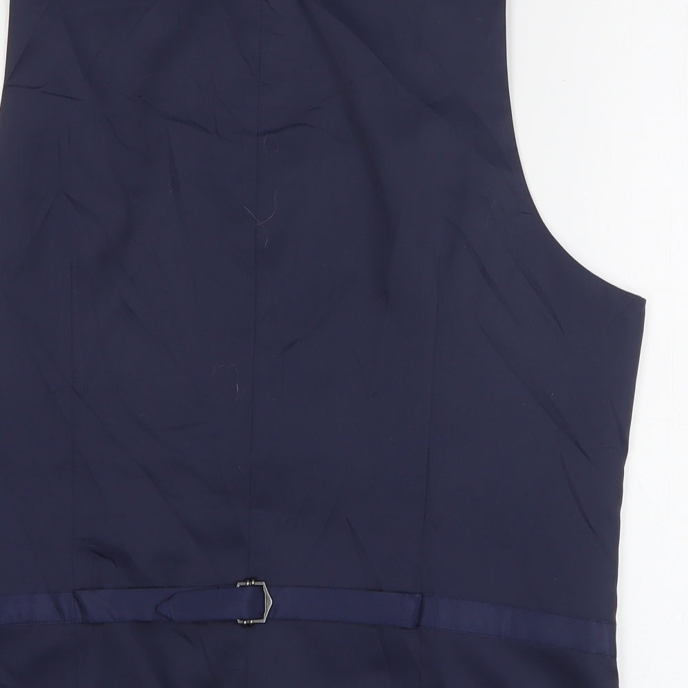 Marks and Spencer Mens Blue Plaid Polyester Jacket Suit Waistcoat Size L