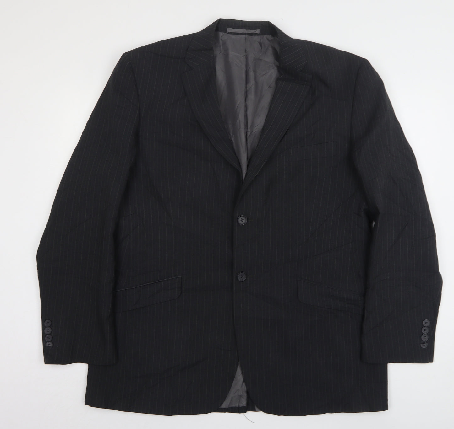 George Mens Grey Striped Polyester Jacket Suit Jacket Size 44