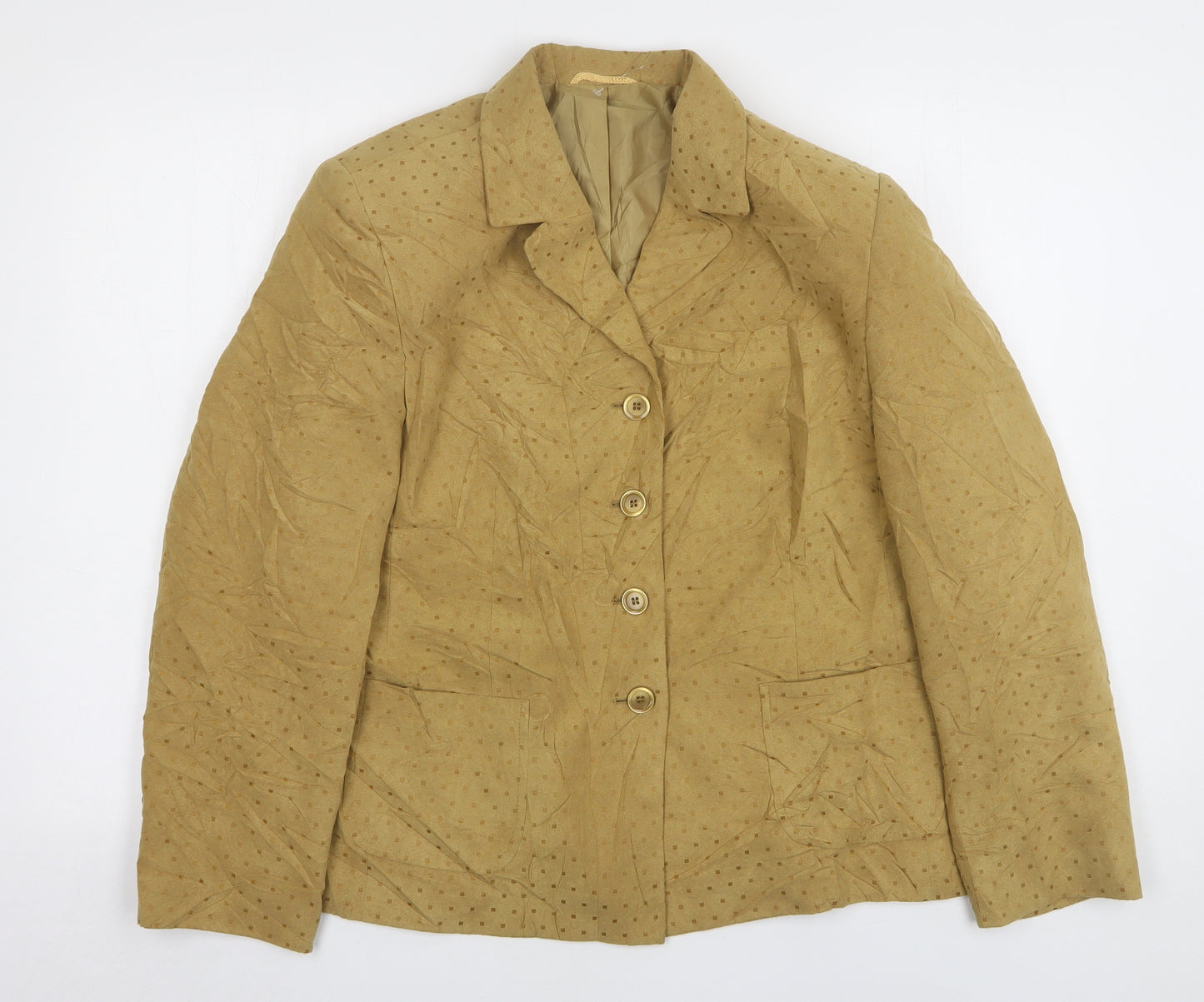 Preworn Womens Beige Polka Dot Polyester Jacket Suit Jacket Size 18