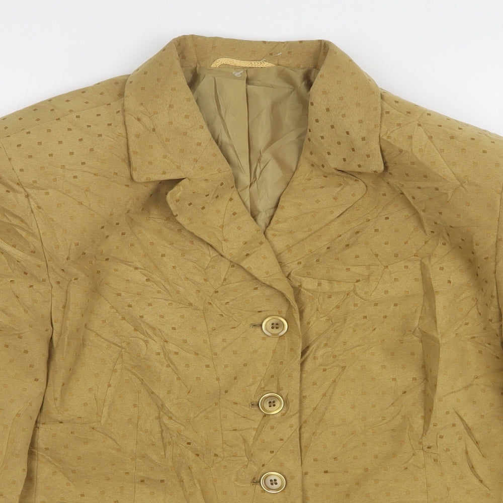Preworn Womens Beige Polka Dot Polyester Jacket Suit Jacket Size 18
