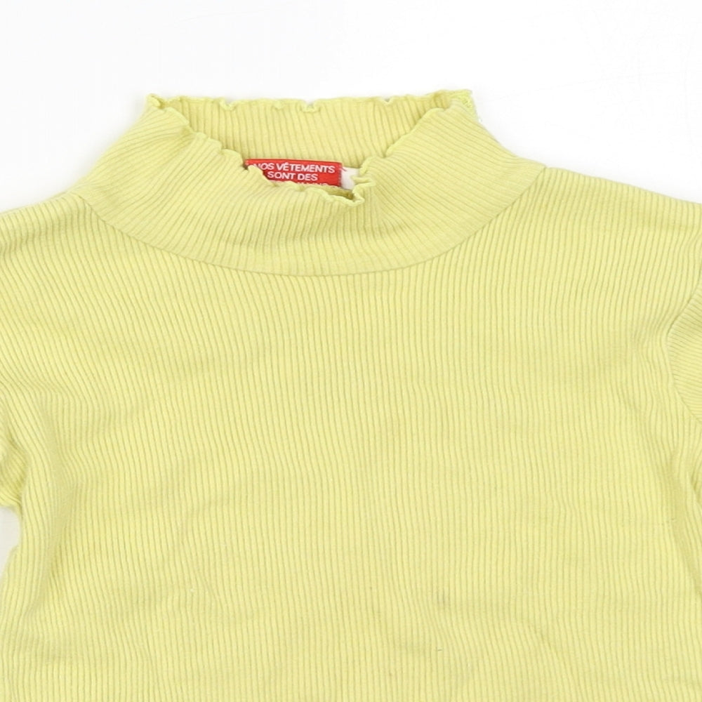 Sergent Major Girls Yellow  100% Cotton Pullover Blouse Size 3 Years High Neck