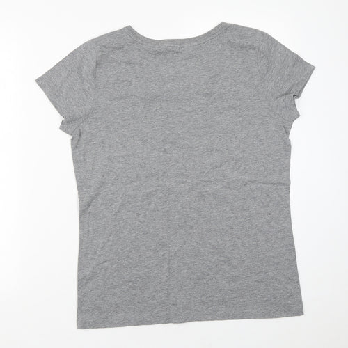 St. John's Bay Womens Grey  Cotton Basic T-Shirt Size M V-Neck