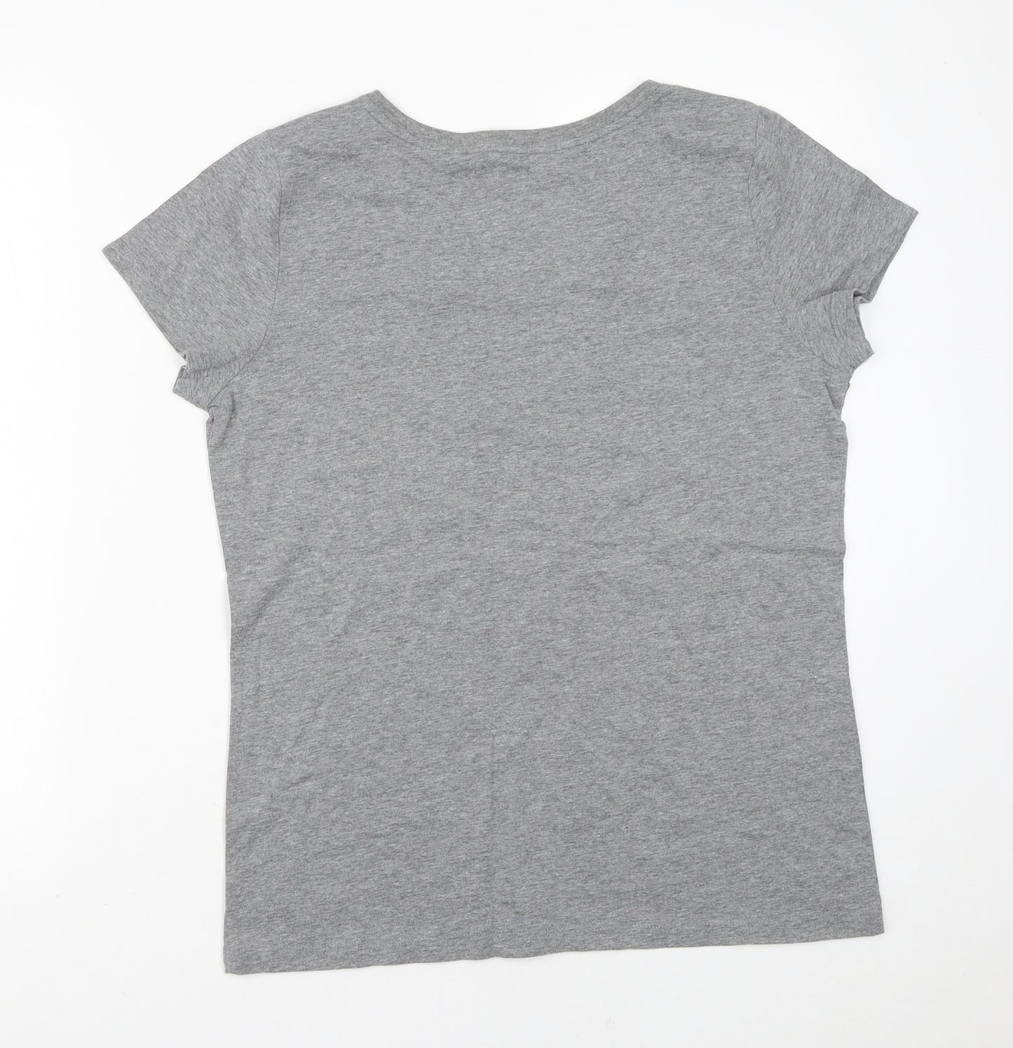St. John's Bay Womens Grey  Cotton Basic T-Shirt Size M V-Neck
