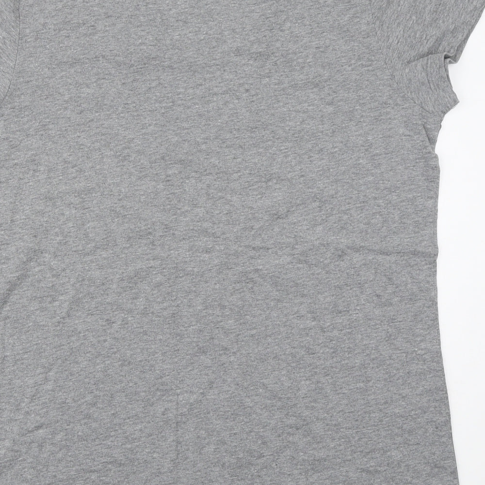 St. John's Bay Womens Grey  Cotton Basic T-Shirt Size M V-Neck