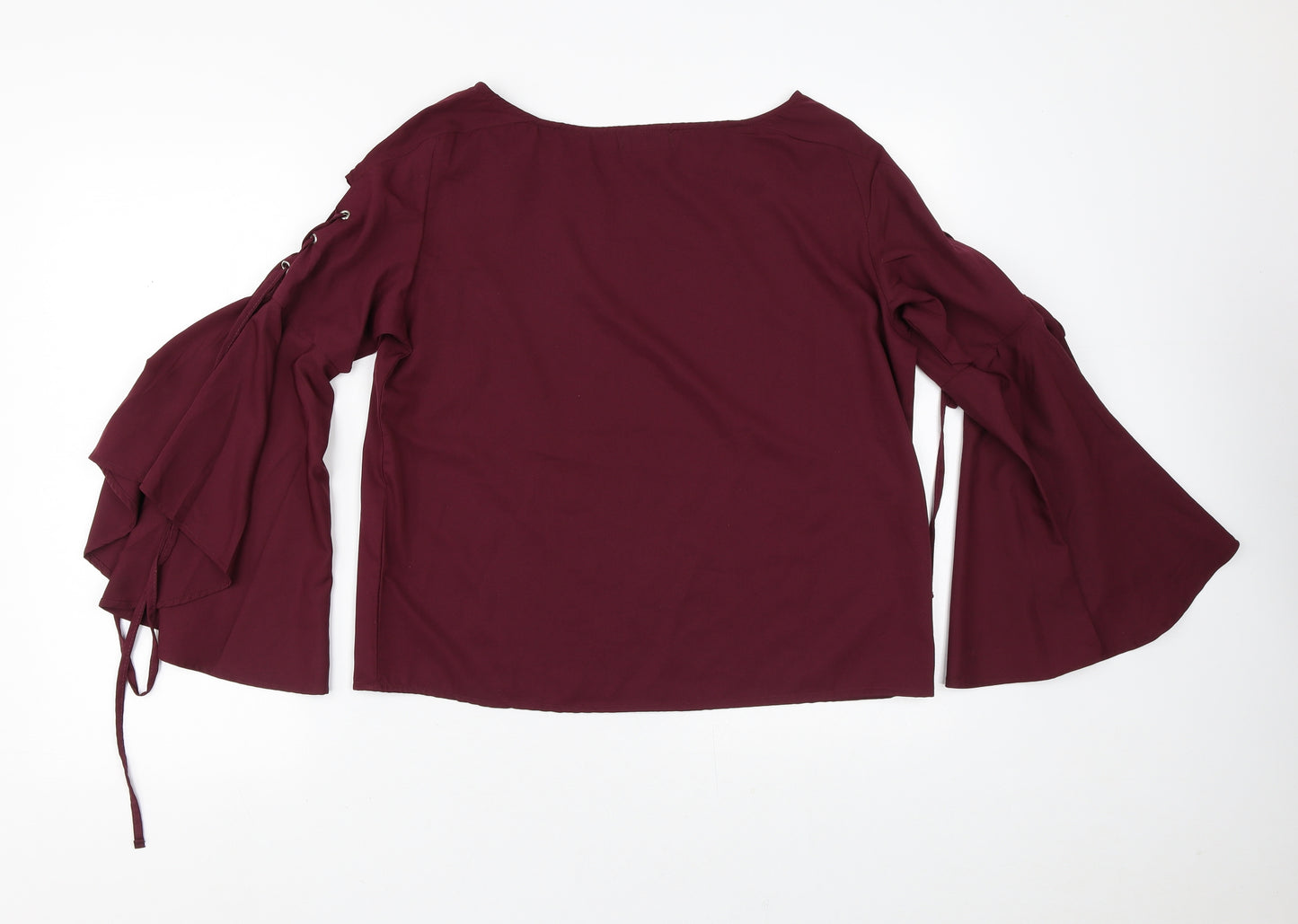 Chemistry Womens Red  Polyester Basic Blouse Size 12 Round Neck - Bell Sleeve