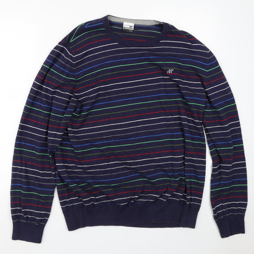 Boxfresh Mens Blue Striped Cotton Pullover Sweatshirt Size 2XL