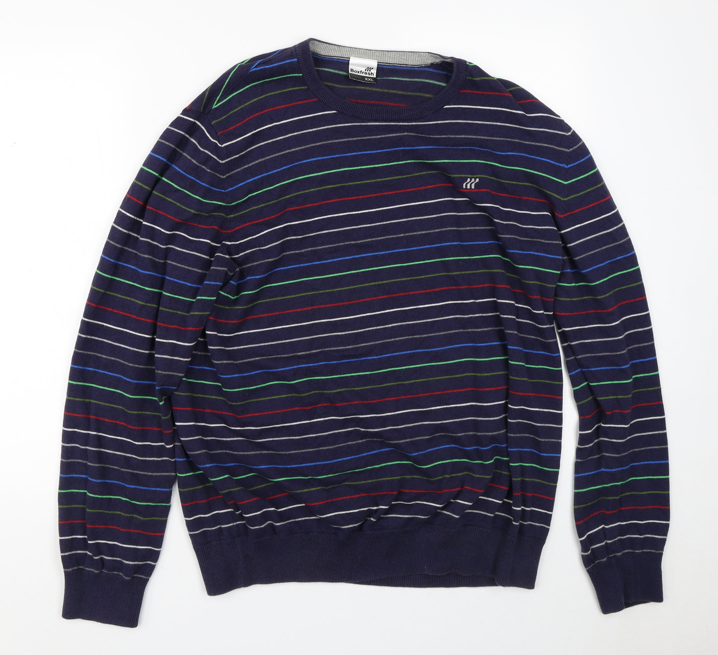 Boxfresh Mens Blue Striped Cotton Pullover Sweatshirt Size 2XL