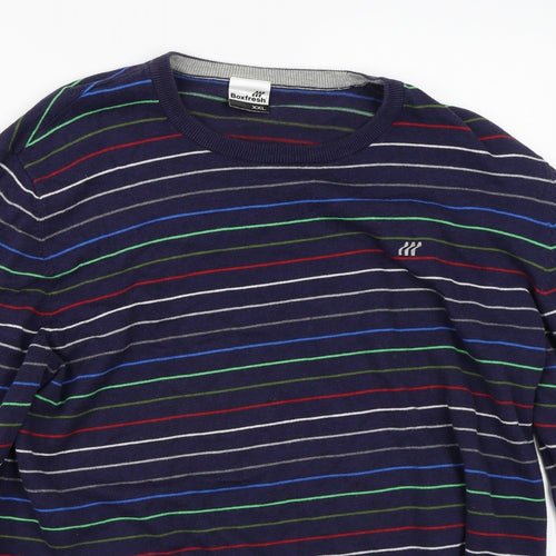 Boxfresh Mens Blue Striped Cotton Pullover Sweatshirt Size 2XL