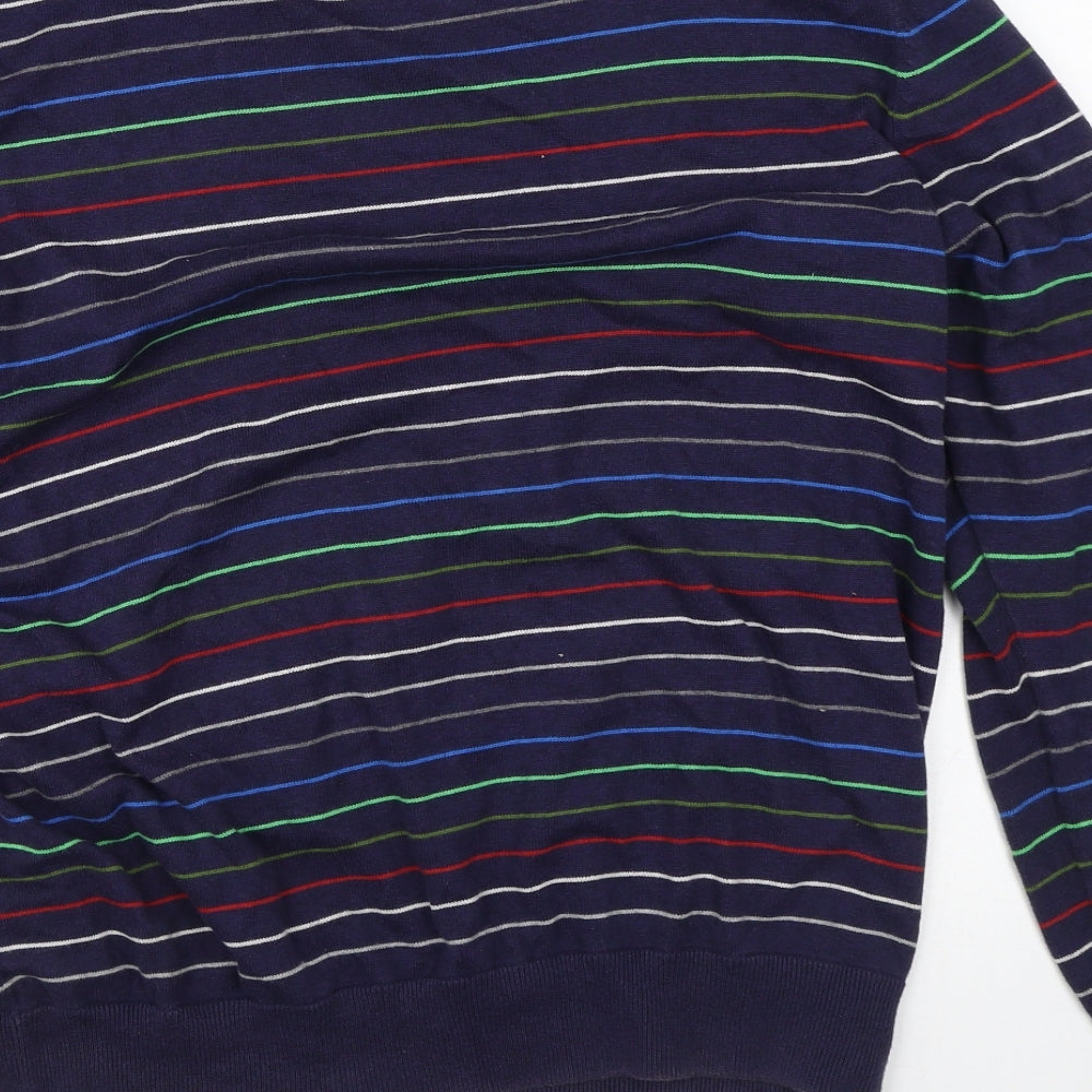 Boxfresh Mens Blue Striped Cotton Pullover Sweatshirt Size 2XL