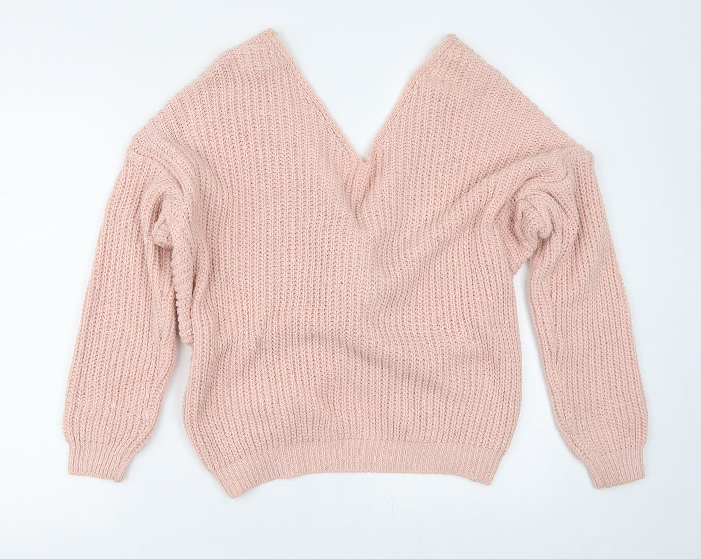 Quiz Womens Pink V-Neck  Acrylic Wrap Jumper Size S