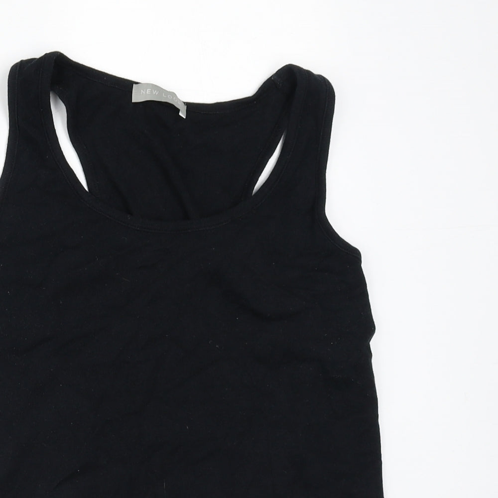 New Look Womens Black  100% Cotton Basic Tank Size M Round Neck - Organic Cotton