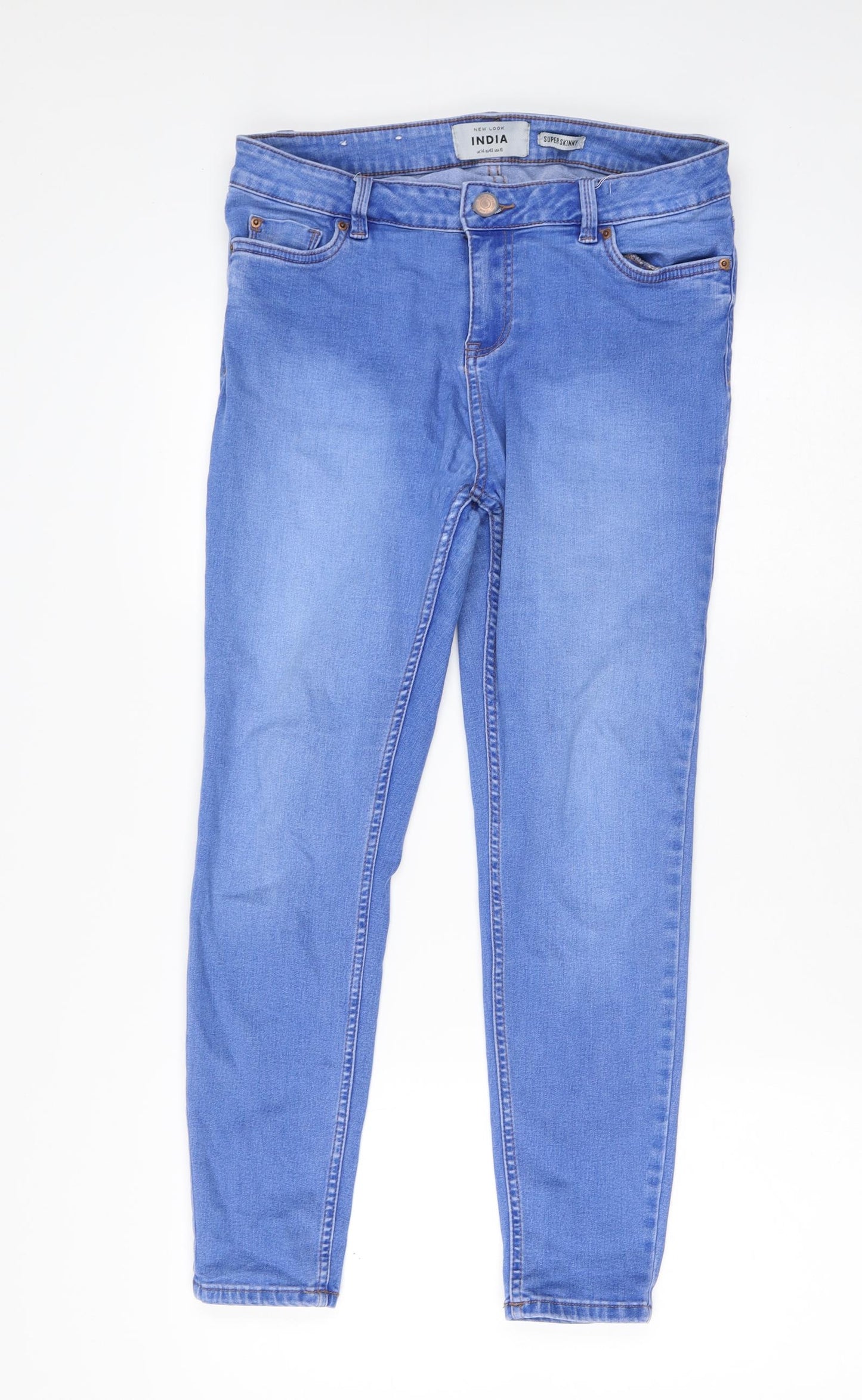 New Look Womens Blue  Cotton Jegging Jeans Size 14 L25 in Extra-Slim