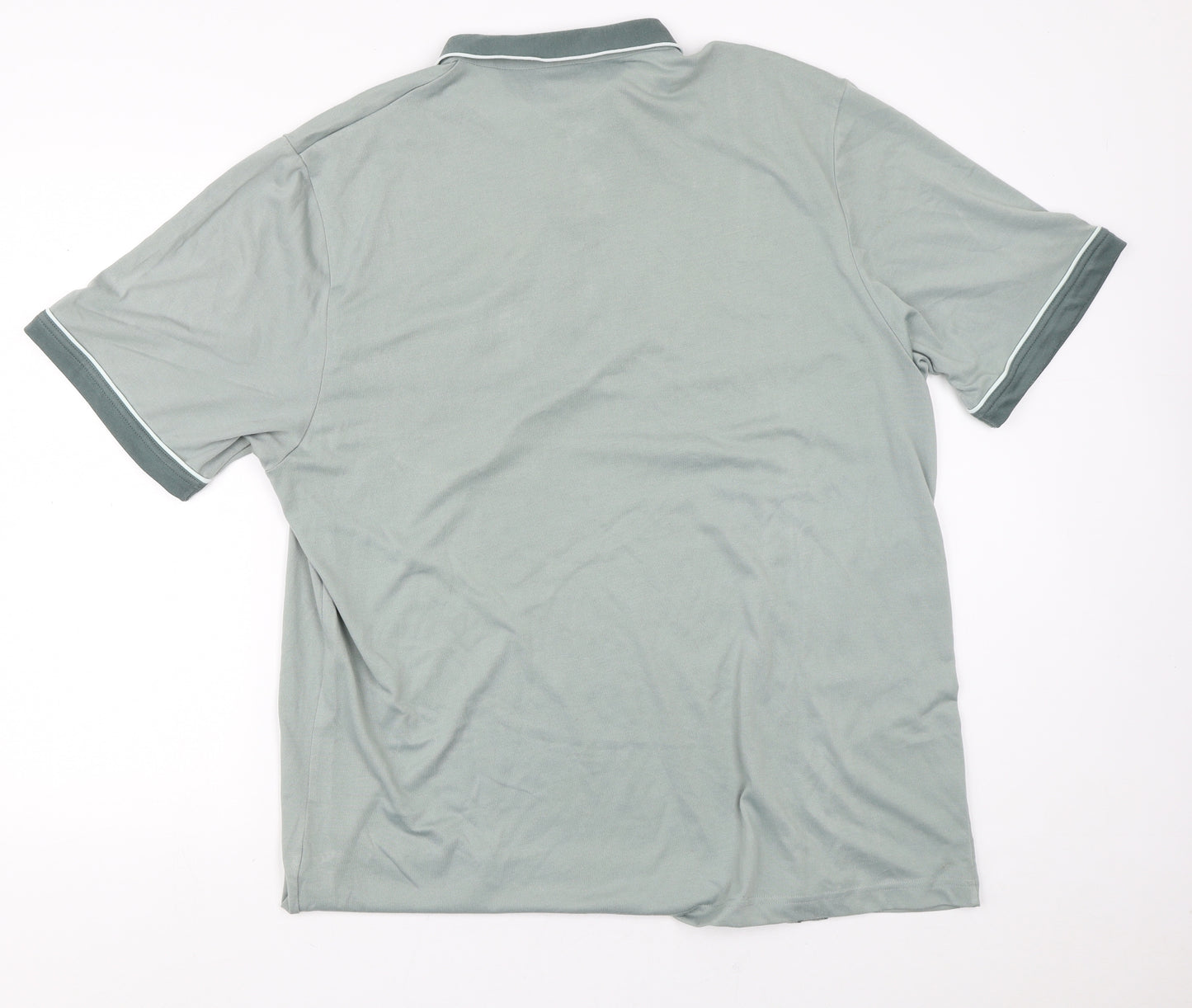 Tom Hagan Mens Green Striped Polyester  T-Shirt Size 2XL Collared