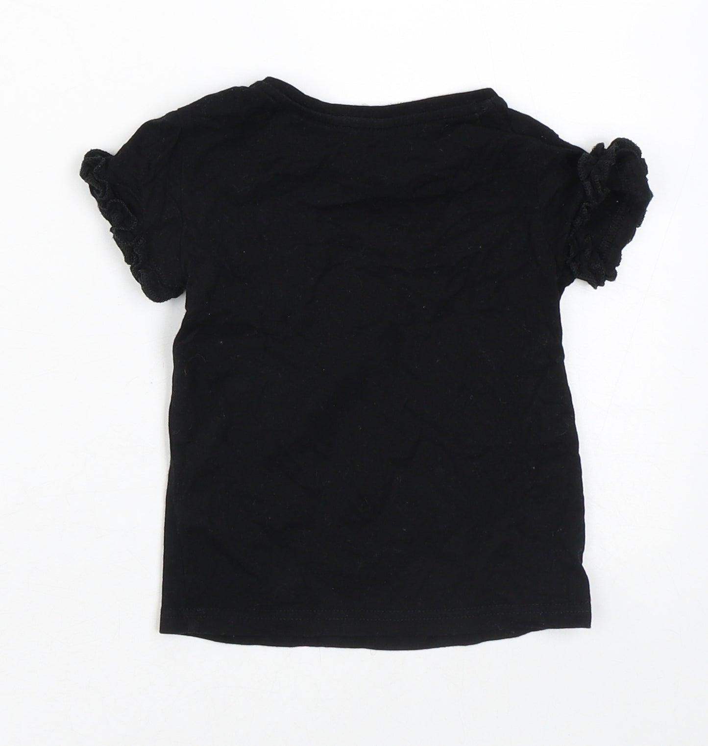 River Island Girls Black  100% Cotton Basic Blouse Size 9-12 Months Crew Neck  - Mini Diva